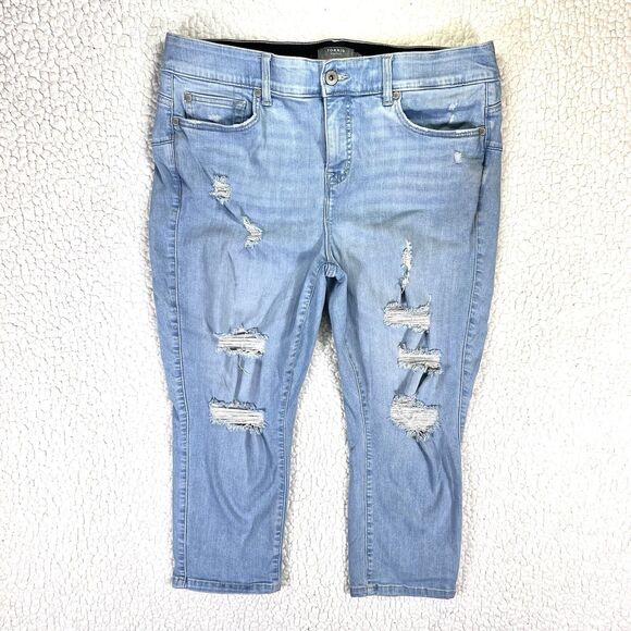 Torrid Jeans Women’s Size 18 (Actual 37x22) Crop Bombshell Skinny Distressed - Picture 2 of 15